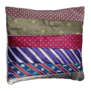 Masculine handmade throw pillow men's ties deep tones 13"X13"